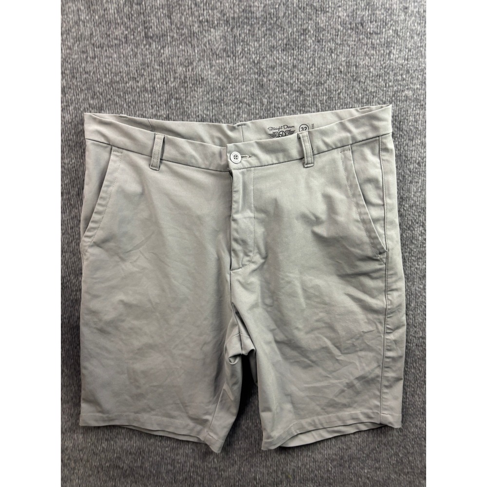 Straight Down Golf Shorts Mens 32 Gray Performance Flat Front Lightweight 7493
